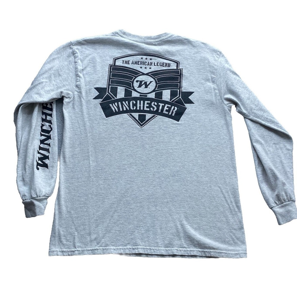 Winchester Company Long Sleeve T-Shirt Men's M Gray Arms Western Outdoors Guns